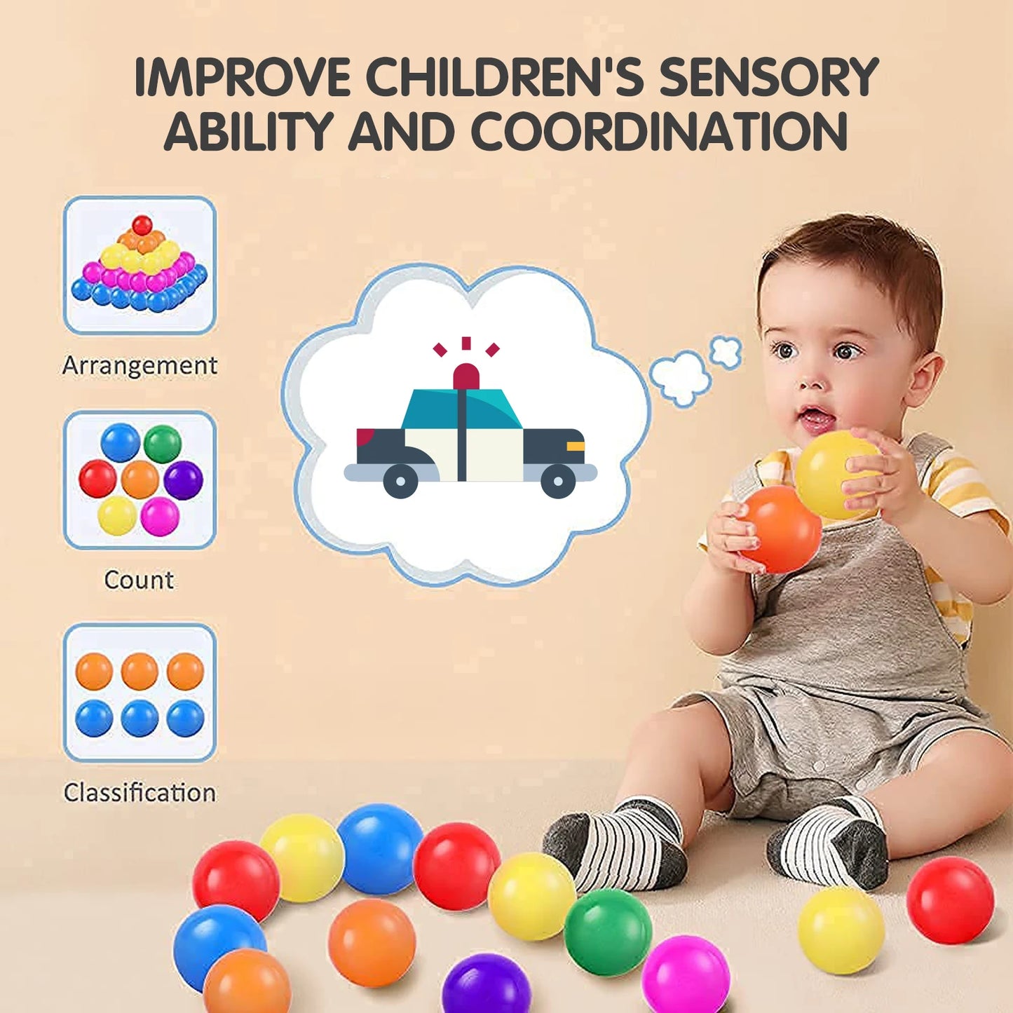 5.5CM 100Pcs/bags Baby Plastic PE Ball Pit Balls Colorful Soft Ocean Ball for Children Kid Play House Tents Outdoor Sport Toys