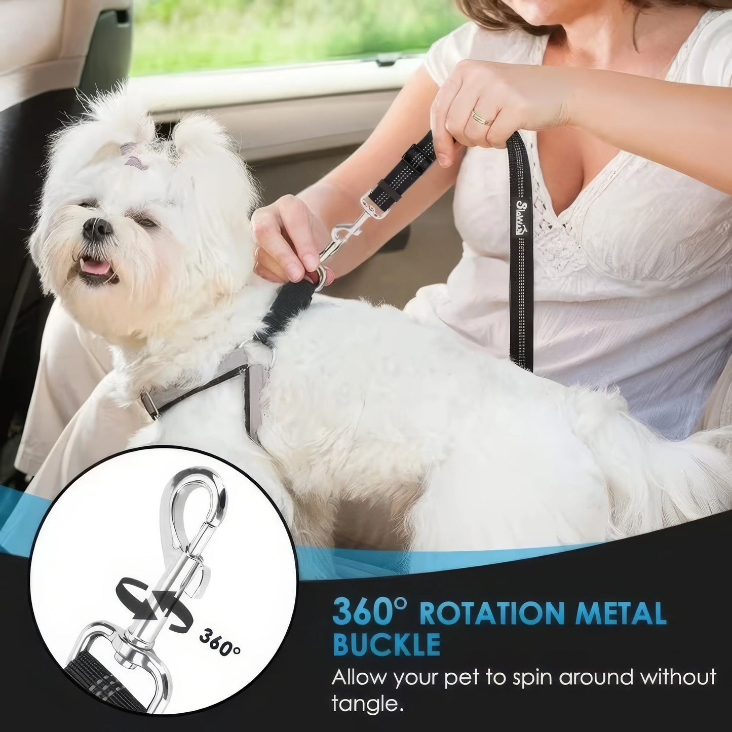 1 Black Pet Car Safety Rope, Anti Slip Buckle Design, Elastic Safety Restraint Belt, Suitable for Small and Large Dogs