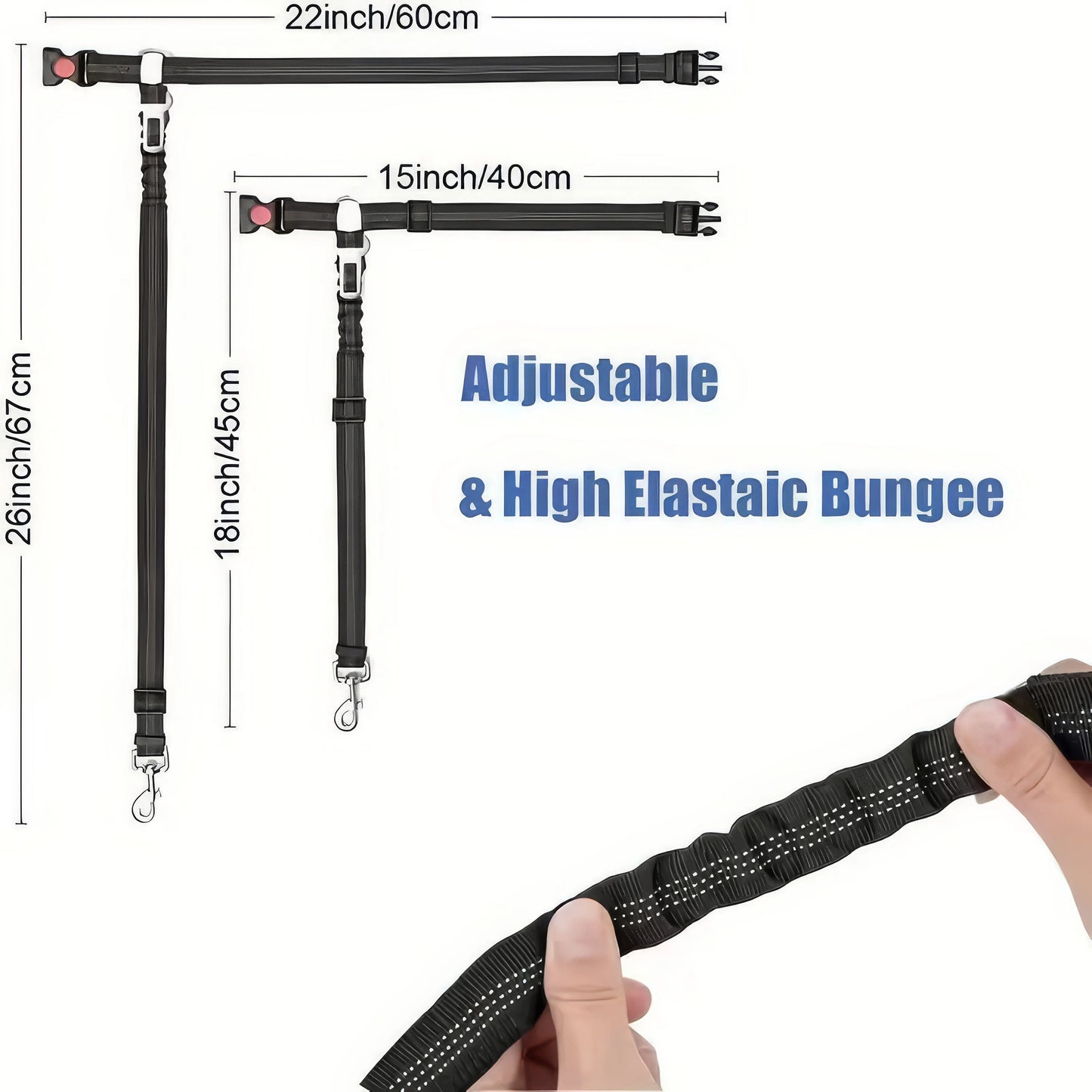 1 Black Pet Car Safety Rope, Anti Slip Buckle Design, Elastic Safety Restraint Belt, Suitable for Small and Large Dogs