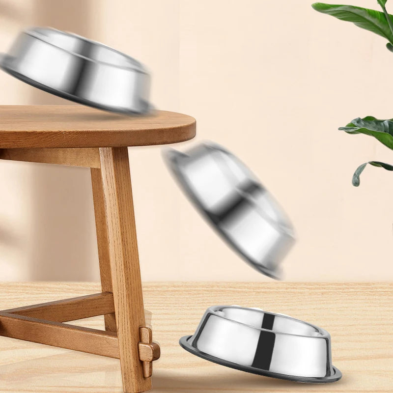 Stainless Steel Pet Dog Bowl Stainless Steel Feeder Skidproof Anti-ant Shape Cat Dog Bowls Food Accessories Pet Supplies 6 Sizes