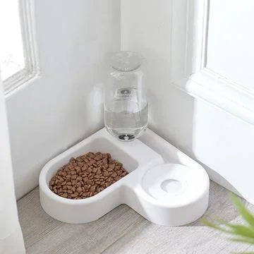 Automatic 500ml Pet Feeder & Water Bowl, Portable Slow-Feed Food Dish for Cats & Dogs, Living Room & Bedroom Use