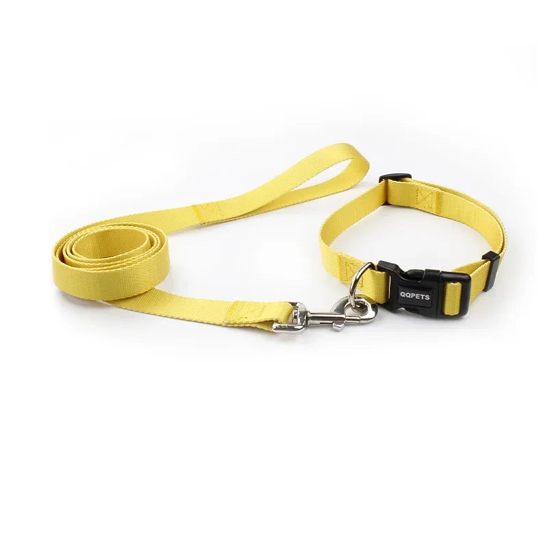 Nylon Adjustable Dog Collar Leash Lead Pet Cat Dog Collar Traction Leash Suitable for Small Large Dogs Bulldog Pugs Beagle