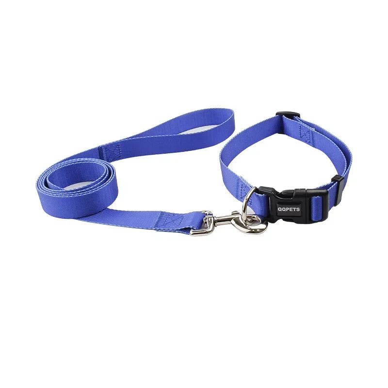 Nylon Adjustable Dog Collar Leash Lead Pet Cat Dog Collar Traction Leash Suitable for Small Large Dogs Bulldog Pugs Beagle