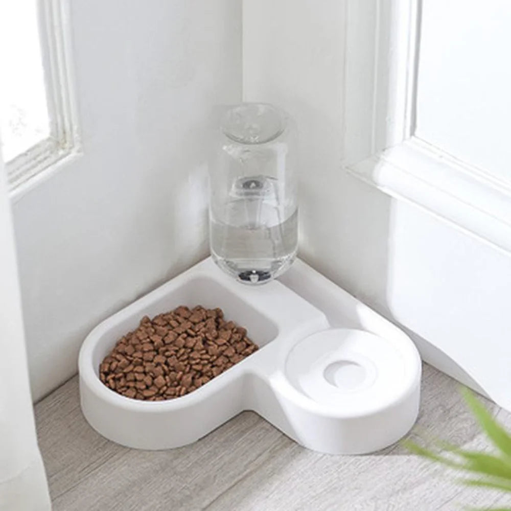 Automatic 500ml Pet Feeder & Water Bowl, Portable Slow-Feed Food Dish for Cats & Dogs, Living Room & Bedroom Use