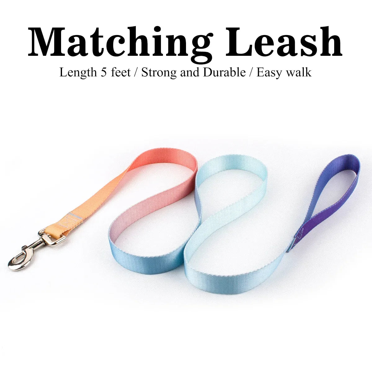 Nylon Adjustable Dog Collar Leash Lead Pet Cat Dog Collar Traction Leash Suitable for Small Large Dogs Bulldog Pugs Beagle