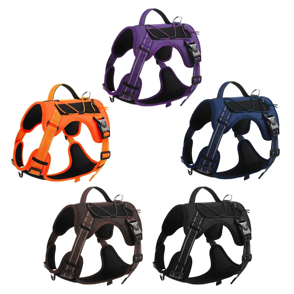 Pet Harness Multi Functional Nylon Reflective Dog Harness Adjustable No Pull Comfortable Control Dog Chest Harness Pet Supplies